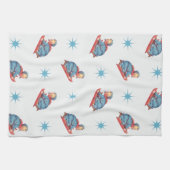 雪の中の子そりヴィンテージクリスマスパターン キッチンタオル (横)