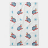 雪の中の子そりヴィンテージクリスマスパターン キッチンタオル (縦)