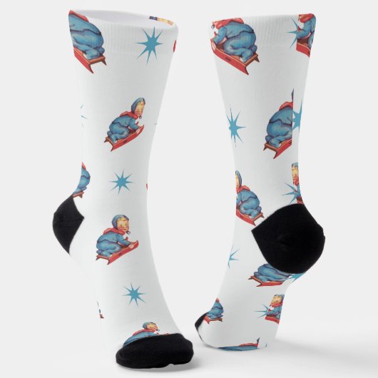 雪の中の子そりヴィンテージクリスマスパターン ソックス (傾斜あり)