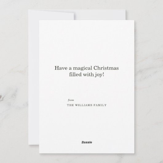 雪の中の子どもたちとヴィンテージのクリスマス雪だるま シーズンカード (裏面)