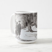 雪の中の子供たちヴィンテージアートクリスマスマグカップ コーヒーマグカップ (正面左)