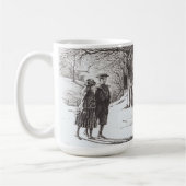 雪の中の子供たちヴィンテージアートクリスマスマグカップ コーヒーマグカップ (左)