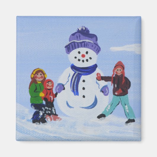 雪の中の子供 マグネット (正面)