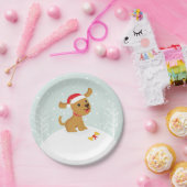 雪の中の子犬のかわいいイラストレーション ペーパープレート (パーティー)