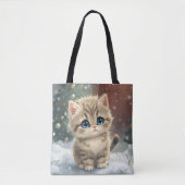 雪の中の子猫 トートバッグ (正面)