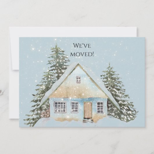 雪の中の家の新しい住所 案内状 (正面)