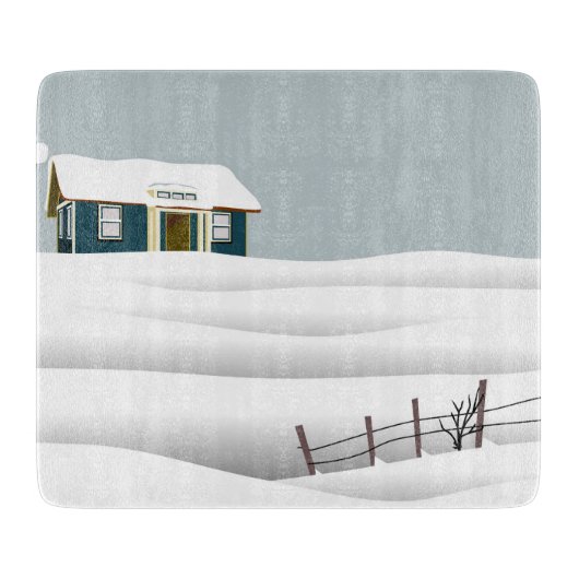 雪の中の家 カッティングボード (正面)