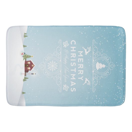 雪の中の家，メリークリスマス バスマット (正面)