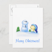 雪の中の小さいリトルキンス シーズンポストカード (正面/裏面)