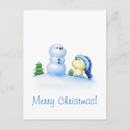 雪の中の小さいリトルキンス シーズンポストカード (正面)