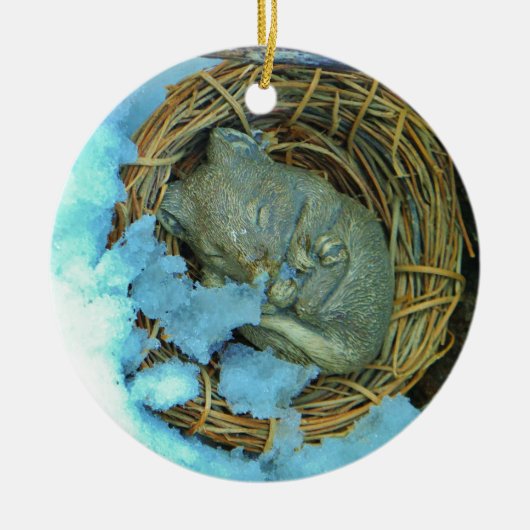 雪の中の小さなネズミ セラミックオーナメント (正面)