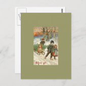 雪の中の小さな子供たち ポストカード (正面/裏面)