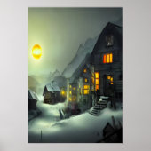 雪の中の小さな村 | AIアートポスター ポスター (正面)