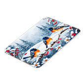 雪の中の小さな松の鳥クリスマス マグネット (左側)