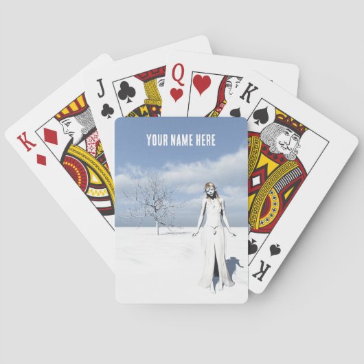 雪の中の小妖精や小人歩くのメス。 トランプ (裏面)