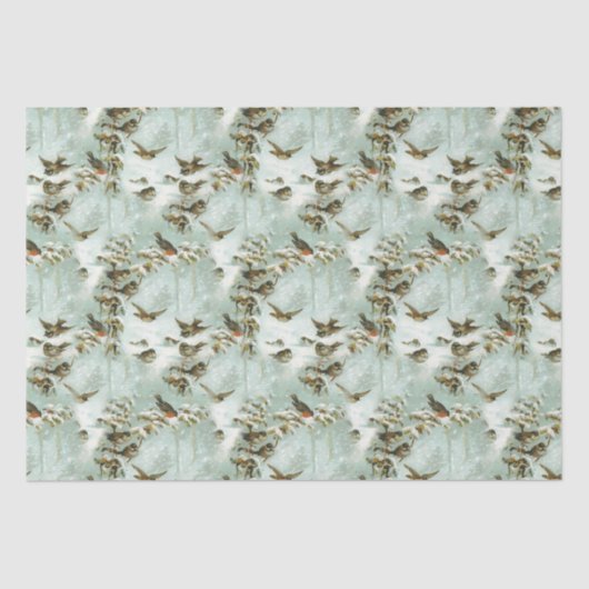 雪の中の小鳥 薄葉紙 (正面)