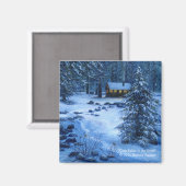 「雪の中の居心地の良いキャビン」マグネット マグネット (正面/裏面)