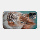 雪の中の愛らしい赤リスとピネコン Case-Mate iPhoneケース (裏面(横))