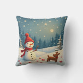 雪の中の暖かい枕 クッション (裏面)