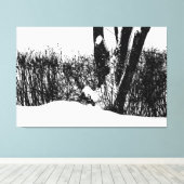 雪の中の木や低木 キャンバスプリント (インサイチュ (ウッドフロア))