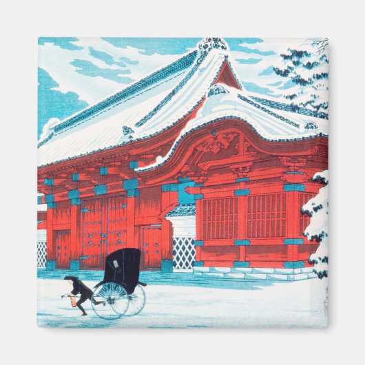 雪の中の本郷の赤門高橋弘明 マグネット (正面)