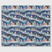 雪の中の村の休日 ラッピングペーパー (フラット)