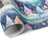 雪の中の村の休日 ラッピングペーパー (ロールコーナー)