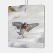 雪の中の東ブルーバード踊り セラミックオーナメント (左)