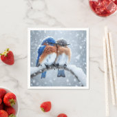 雪の中の東部のブルーバード スタンダードカクテルナプキン (インサイチュ)