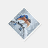 雪の中の東部のブルーバード スタンダードカクテルナプキン (角)