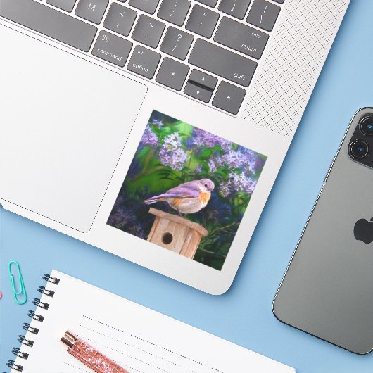 雪の中の東部ブルーバード – オリジナル写真 シール (ノートパソコンとiPhone)