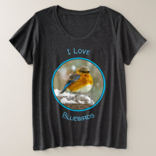 雪の中の東部ブルーバード – オリジナル写真 プラスサイズTシャツ