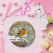 雪の中の東部ブルーバード – オリジナル写真 ペーパープレート (パーティー)