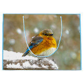 雪の中の東部ブルーバード – オリジナル写真 ラージペーパーバッグ (正面)