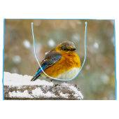 雪の中の東部ブルーバード – オリジナル写真 ラージペーパーバッグ (裏面)