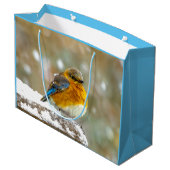 雪の中の東部ブルーバード – オリジナル写真 ラージペーパーバッグ (裏面アングル)