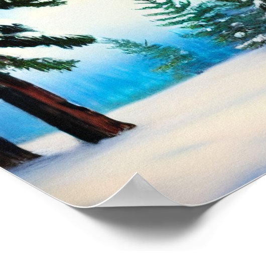 雪の中の松の木 ポスター (角)