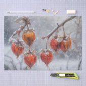 雪の中の枝に実をつける 薄葉紙 (クラフト)