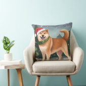 雪の中の柴犬 クリスマス クッション (椅子)