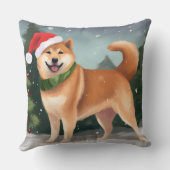 雪の中の柴犬 クリスマス クッション (裏面)