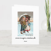 雪の中の歩くの子どもたち シーズンカード (裏面)