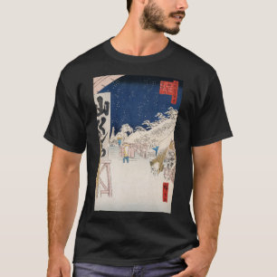 雪の中の比丘(びくに)橋浮世絵日本のヴィンテージ Tシャツ