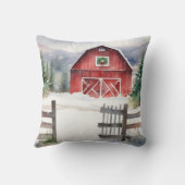 雪の中の水の色のクリスマスバーン クッション (裏面)