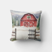 雪の中の水の色のクリスマスバーン クッション (正面)