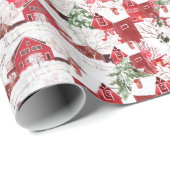 雪の中の水の色の古いクリスマスカントリー ラッピングペーパー (ロールコーナー)