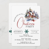 雪の中の水の色の家,クリスマスパーティー 招待状 (正面/裏面)