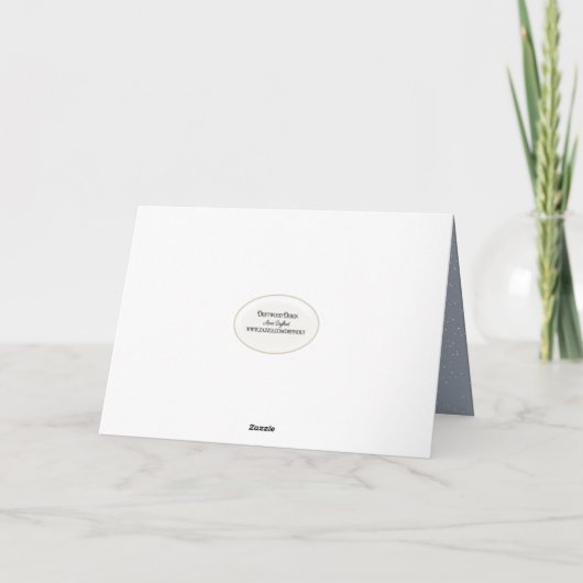 雪の中の水色のクリスマスパイン シーズンカード (裏面)