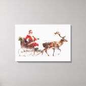 雪の中の水色のサンタクロース キャンバスプリント (正面)