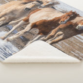 雪の中の混成馬ランニングの群れ シェルパブランケット (3/4)