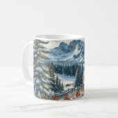 雪の中の牛の放牧 冬の風景 コーヒーマグカップ (正面左)